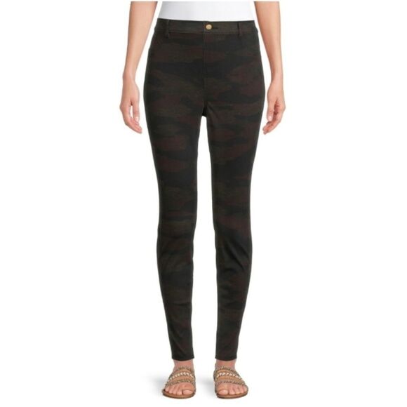Time and Tru Denim - Women's High Rise Stretch Knit Jeggings Black Brown Camo Size XL